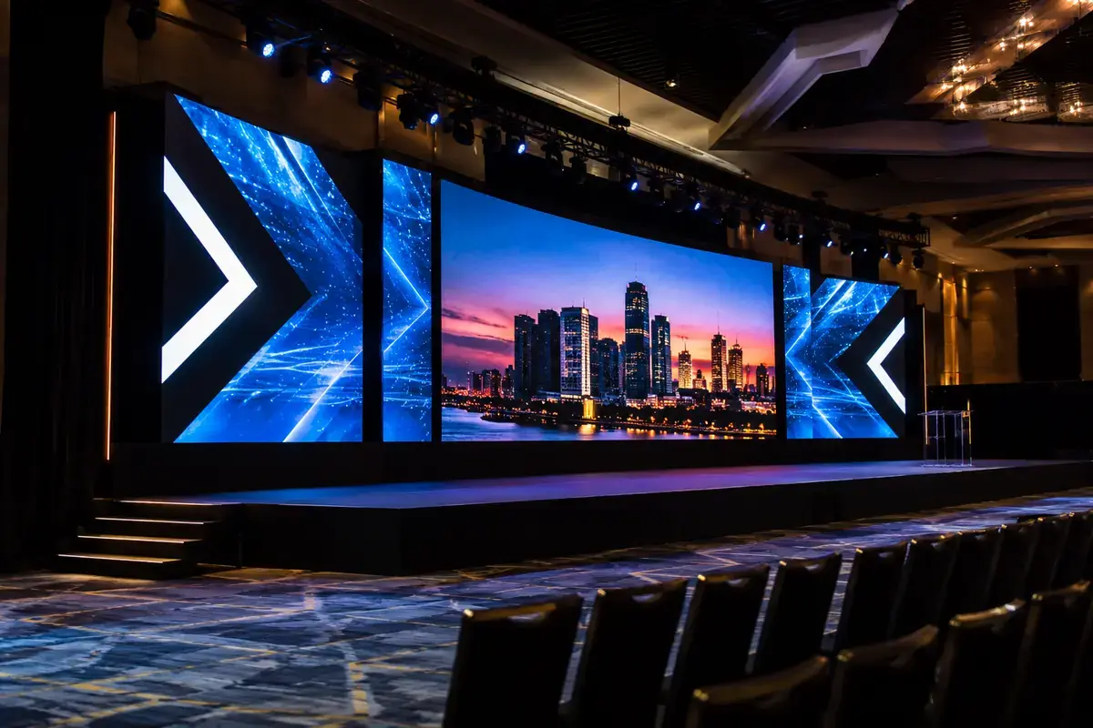 Pantalla LED grande para una presentación corporativa