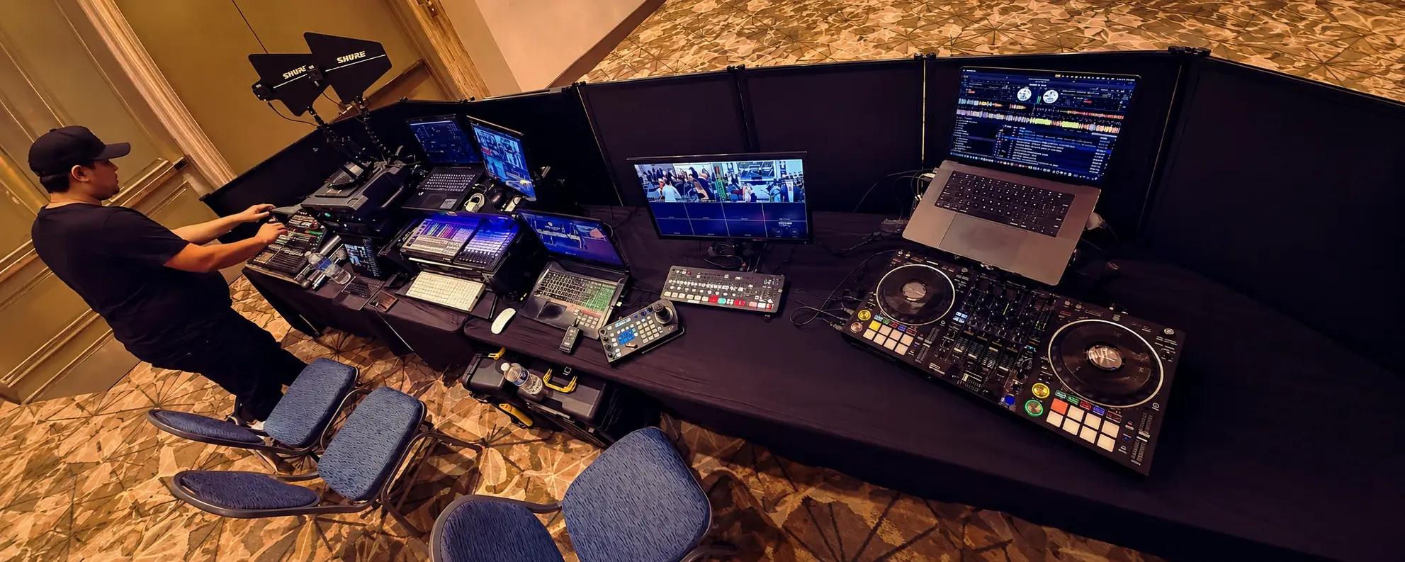 Technical production control room for a live corporate event